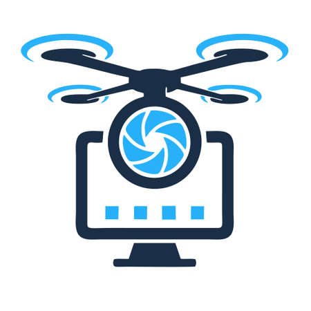 Drone logo. Aerial photography Drone Camera. Drone icon. Drone Vector. Drone illustration. Drone logo vector. Drone Sign. Drone symbol. Drone vector logo.のイラスト素材