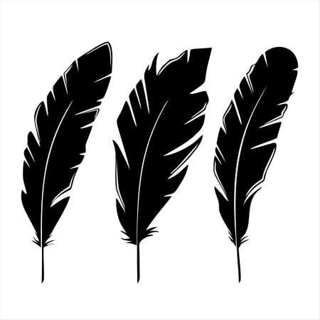 Feather of bird black vector icon.Black vector illustration watercolor of pen. Isolated illustration of feather of bird icon on white background.のイラスト素材