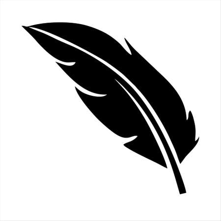 Feather of bird black vector icon.Black vector illustration watercolor of pen. Isolated illustration of feather of bird icon on white background.のイラスト素材