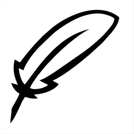Feather of bird black vector icon.Black vector illustration watercolor of pen. Isolated illustration of feather of bird icon on white background.のイラスト素材