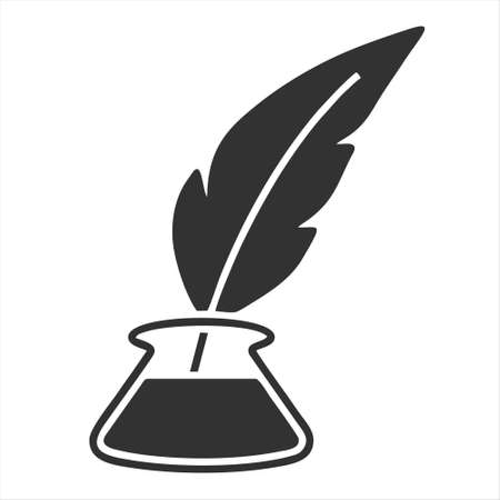 Feather of bird black vector icon.Black vector illustration watercolor of pen. Isolated illustration of feather of bird icon on white background.のイラスト素材