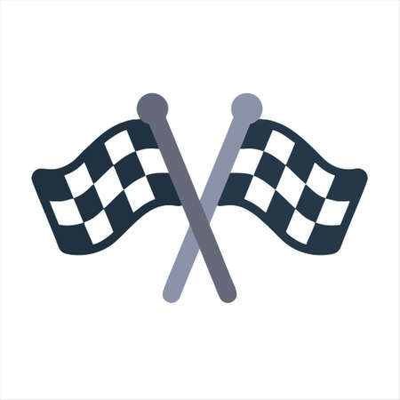 Two crossed checkered flags. Finish concept. single black flat icon. Vector isolated on white background.のイラスト素材