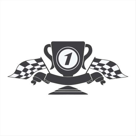 Two crossed checkered flags. Finish concept. single black flat icon. Vector isolated on white background.のイラスト素材