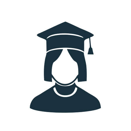 female student icon isolated on white background. female student icon thin line outline linear female student symbol for logo, web, app, UI. female student icon simple sign.のイラスト素材