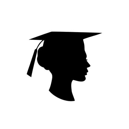 female student icon isolated on white background. female student icon thin line outline linear female student symbol for logo, web, app, UI. female student icon simple sign.のイラスト素材