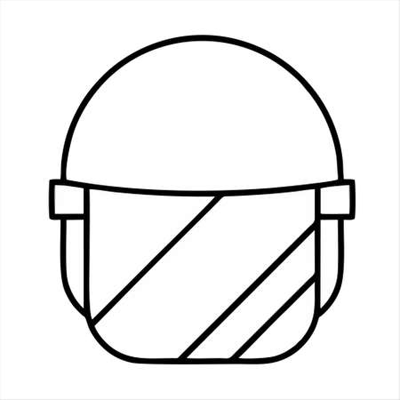 helmet icon isolated on white background. helmet icon thin line outline linear helmet symbol for logo, web, app, UI. helmet icon simple sign. helmet iconのイラスト素材