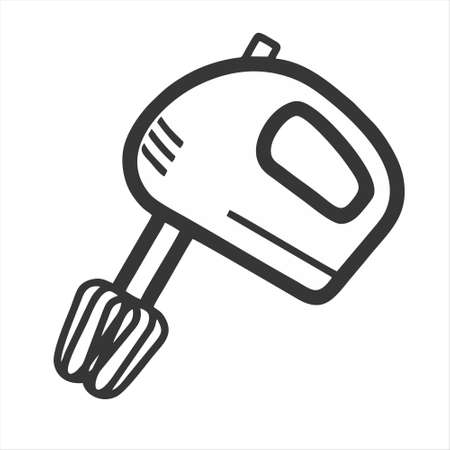 Kitchen hand mixer icon. Flat design. Vector illustration of kitchen appliances for whipping cream on a cake.のイラスト素材