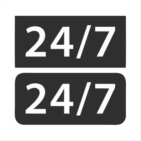 24 7 support. Online support call center. Arrow icon. Customer service. Time icon design. Vector illustration.のイラスト素材