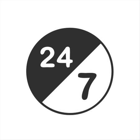 24 7 support. Online support call center. Arrow icon. Customer service. Time icon design. Vector illustration.のイラスト素材