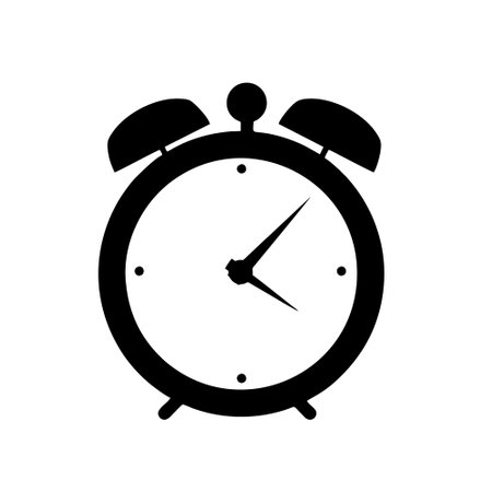 Alarm clock icon. Flat style black icon on white background.のイラスト素材
