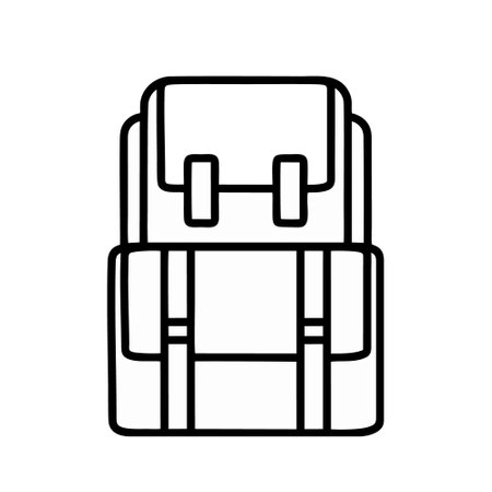 travel backpack icon over white background, line detail style, vector illustrationのイラスト素材