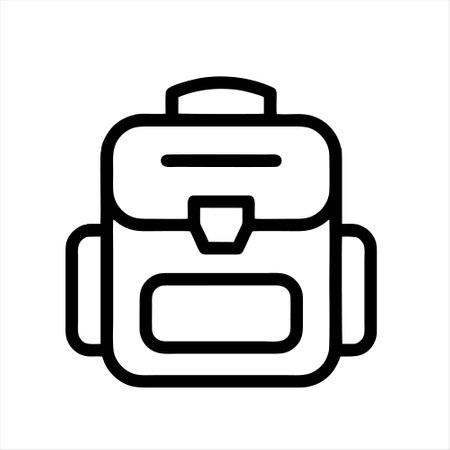 Vector backpack icon. Outline illustration of backpack vector icon for webのイラスト素材