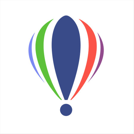 Colorful hot air balloon icon. Vector illustration. Blue, red and green colors.のイラスト素材