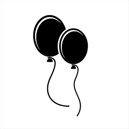 Black balloon icon on white background. Vector illustration. Eps 10.のイラスト素材