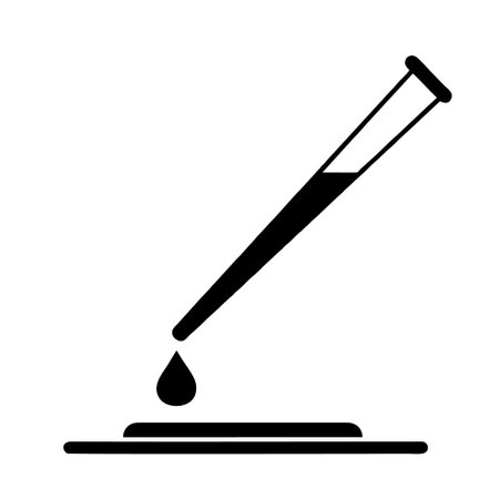 test tube with drop icon over white background, silhouette style, vector illustrationのイラスト素材