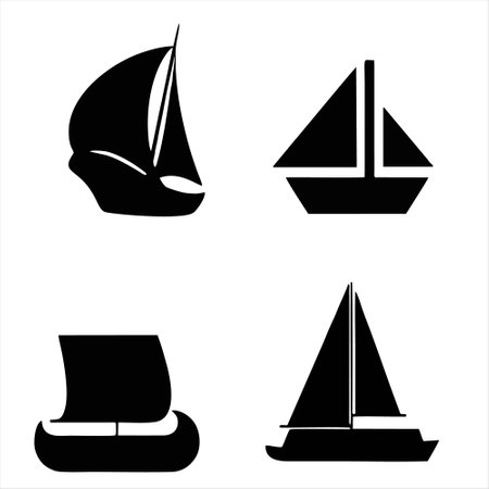 Sailboat icon set. Vector illustration. Isolated on white background.のイラスト素材
