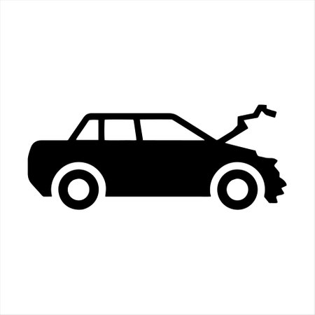 car crash icon on the white background. Vector illustration. Eps 10.のイラスト素材