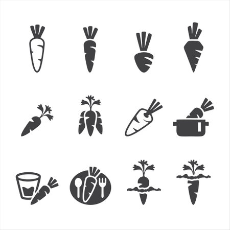 Carrot icons set. Vector illustration. Isolated on white background.のイラスト素材