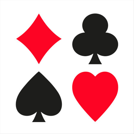 Vector set of playing cards icons. Black, red and white.のイラスト素材