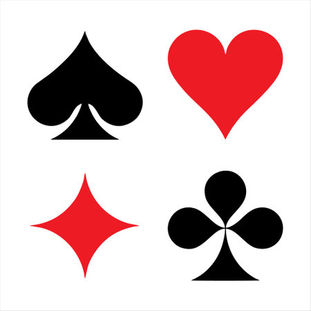 Set of black and red icons for playing cards. Vector illustration.のイラスト素材