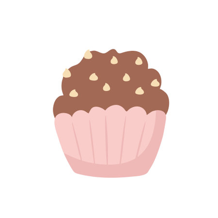 Chocolate cupcake icon in flat color style. Sweet dessert snackのイラスト素材