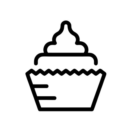 Cupcake icon vector. A thin line sign. Isolated contour symbol illustrationのイラスト素材
