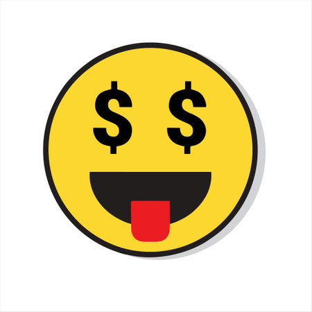 Funny smiley face with dollar sign emoticon. Vector illustration.のイラスト素材
