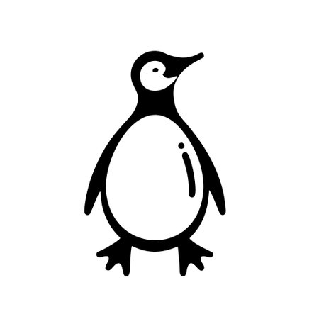 Penguin icon, vector illustration. Flat design style, black on white.のイラスト素材