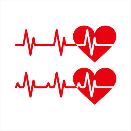 Heartbeat vector icon. Vector illustration. Red heart on white background.のイラスト素材