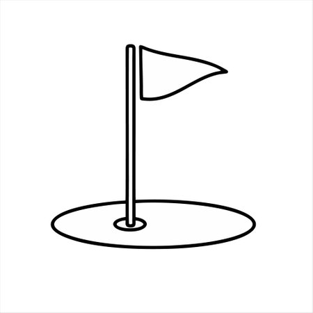 golf flag line icon on white background, golf flag vector illustrationのイラスト素材