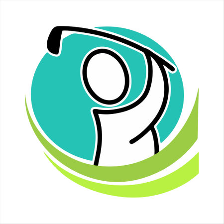 Vector icon of a golf player with a ball on a white backgroundのイラスト素材