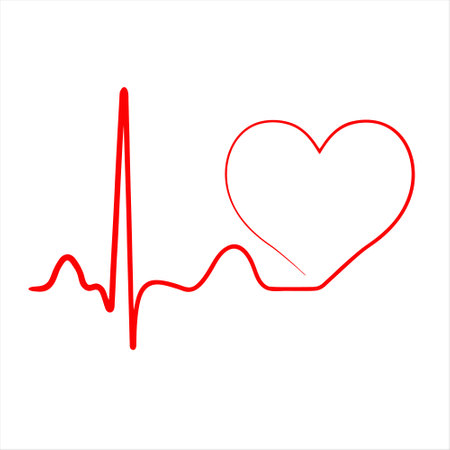 Heart and cardiogram line icon isolated on white background. Vector illustration.のイラスト素材