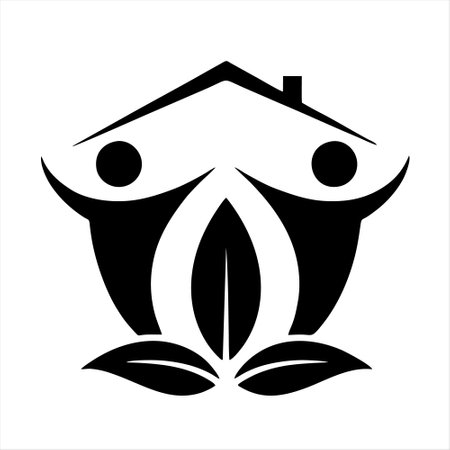 Logo of the family in the form of a house. Vector illustrationのイラスト素材