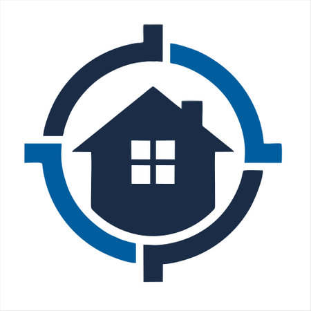 House in the circle. House icon. Vector illustration, flat design.のイラスト素材