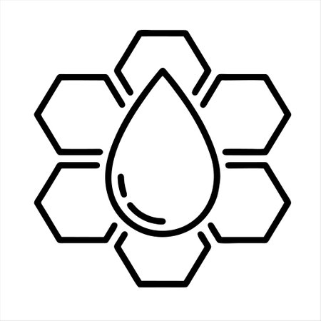 Honeycomb and drop of water linear icon. Vector illustration.のイラスト素材