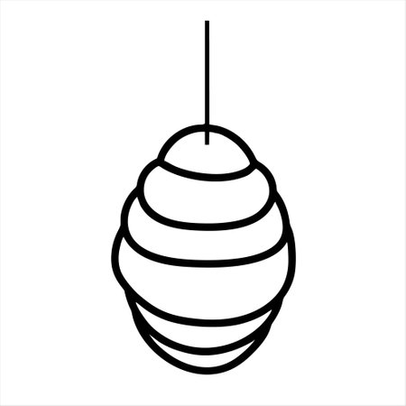 Hanging Christmas ball line icon isolated on white background. Vector illustration.のイラスト素材