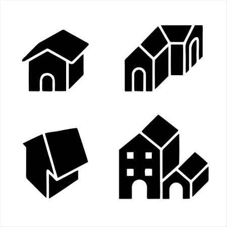 Set of simple house icons. Vector illustration. Isolated on white background.のイラスト素材