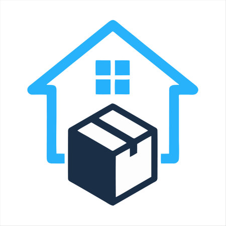 Logistic icon with house and box. Logistic icon. Vector illustration.のイラスト素材