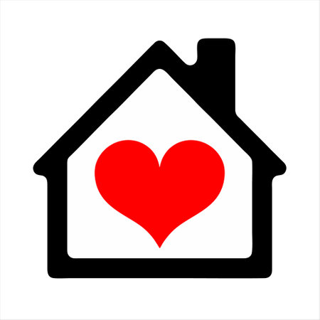 House with heart icon, vector illustration. Flat design, vector.のイラスト素材
