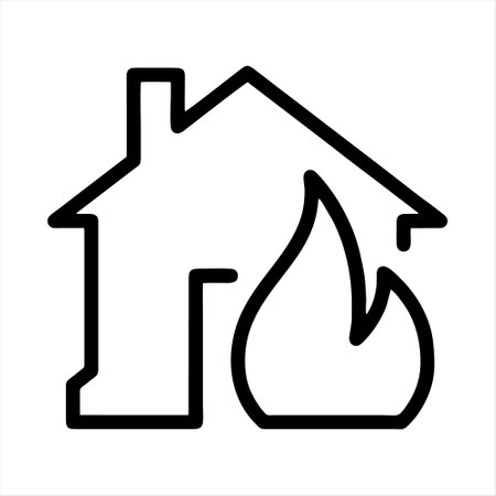 Vector home fire icon. Outline illustration of home fire icon.のイラスト素材