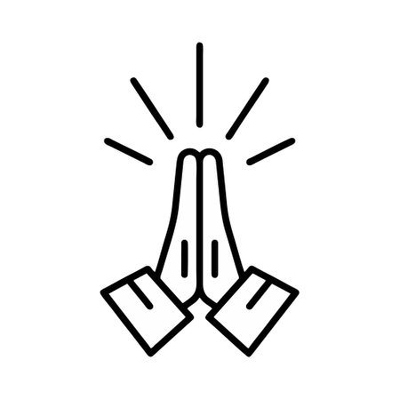 Praying hands line icon, concept illustration, outline symbol, vector sign, linear symbol.のイラスト素材