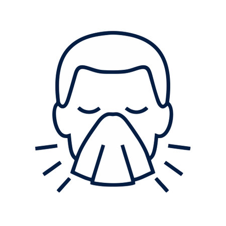 man with mask icon over white background, line style, vector illustrationのイラスト素材