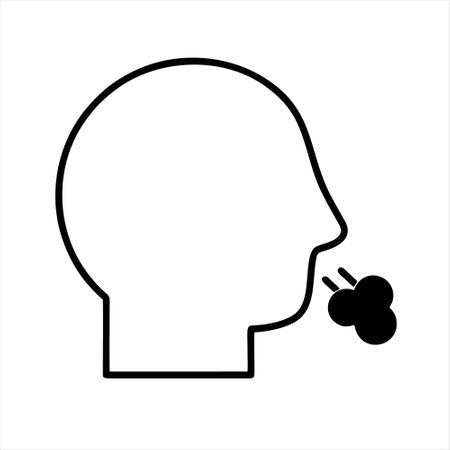 Vector line icon of a man with a pacifier in his mouthのイラスト素材