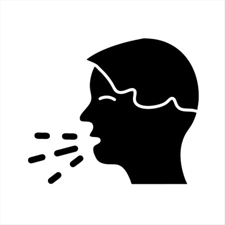 Icon of a man sneezing into a tissue. Vector illustration.のイラスト素材