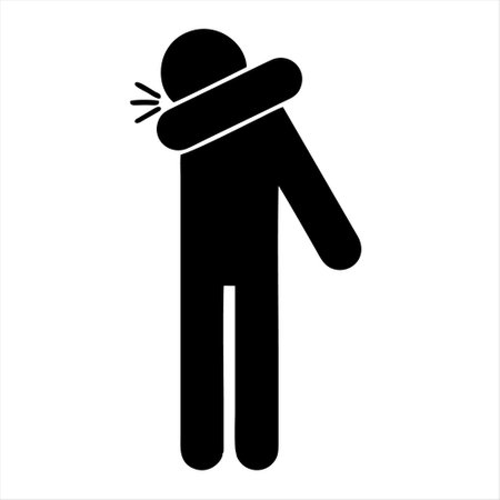 sick man icon, simple black pictogram on a white backgroundのイラスト素材