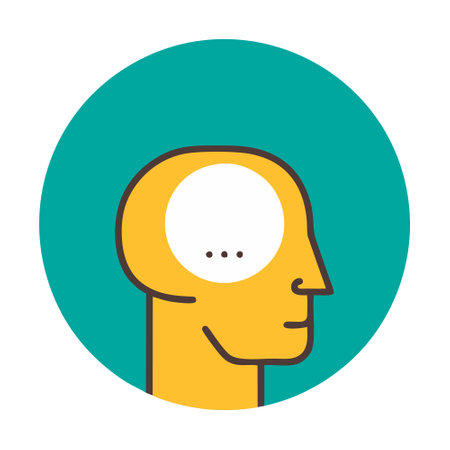 Human head with speech bubble. Vector illustration in flat design style.のイラスト素材
