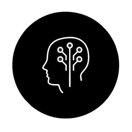 Human head with circuit block style icon design, Artificial intelligence machine learning and machine theme Vector illustrationのイラスト素材