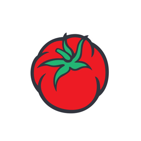 Tomato icon in flat style. Vegetable vector illustration on white isolated background. Food business concept.のイラスト素材
