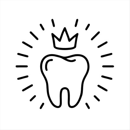 Tooth with crown line icon. Tooth with crown. Vector illustrationのイラスト素材