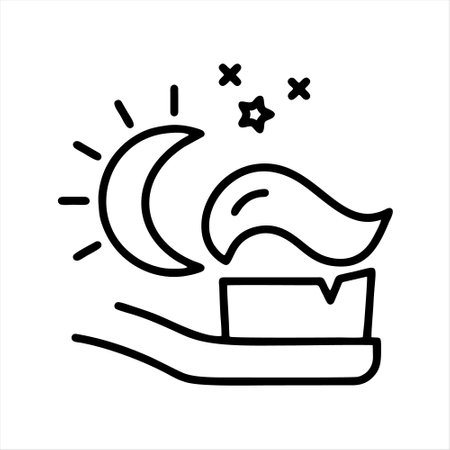 Witch hat and crescent moon line icon. Vector illustration.のイラスト素材